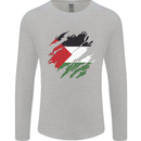 Torn Palestine Flag Palestinian Day Football Mens Long Sleeve T-Shirt Sports Grey