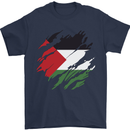 Torn Palestine Flag Palestinian Day Football Mens T-Shirt 100% Cotton Navy Blue