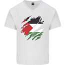 Torn Palestine Flag Palestinian Day Football Mens V-Neck Cotton T-Shirt White