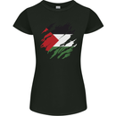 Torn Palestine Flag Palestinian Day Football Womens Petite Cut T-Shirt Black