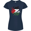 Torn Palestine Flag Palestinian Day Football Womens Petite Cut T-Shirt Navy Blue
