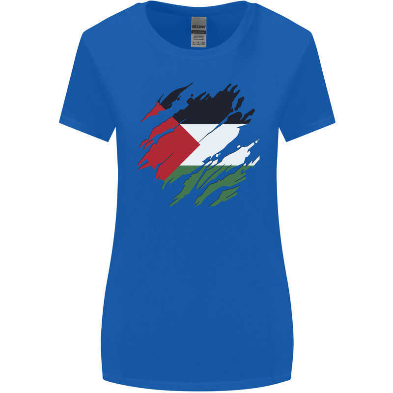 Torn Palestine Flag Palestinian Day Football Womens Wider Cut T-Shirt Royal Blue