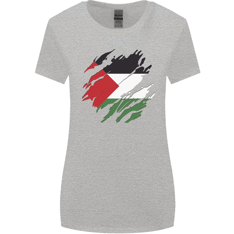 Torn Palestine Flag Palestinian Day Football Womens Wider Cut T-Shirt Sports Grey