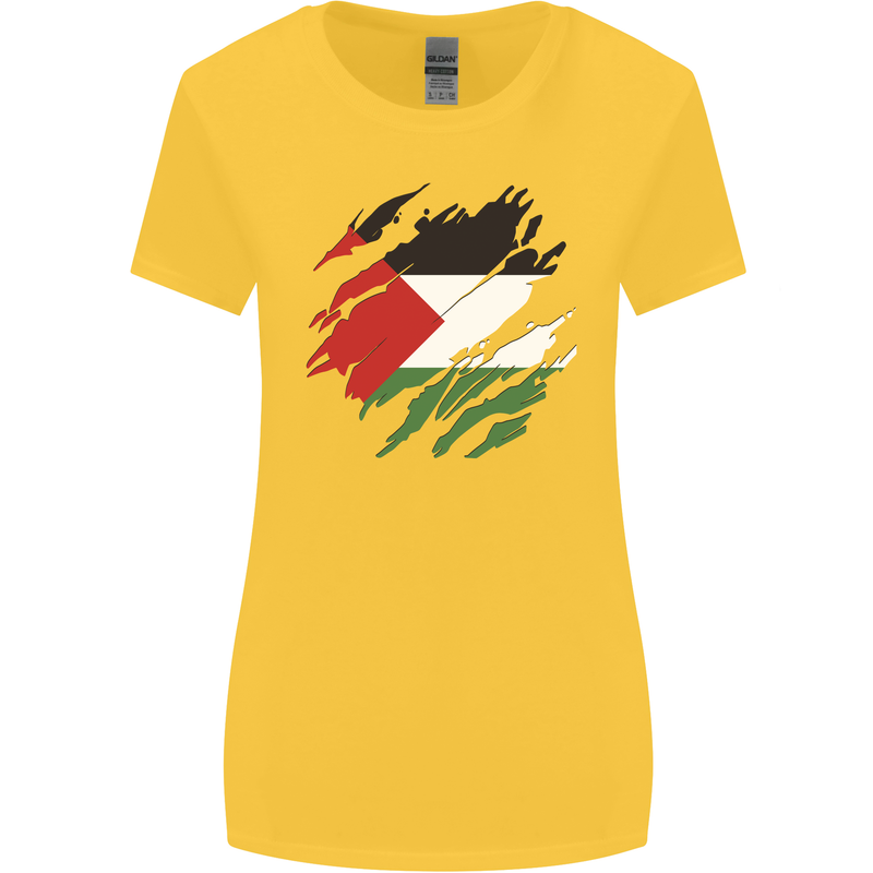 Torn Palestine Flag Palestinian Day Football Womens Wider Cut T-Shirt Yellow