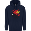 Torn Papua New Guinea Flag Day Football Childrens Kids Hoodie Navy Blue