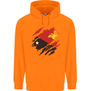 Torn Papua New Guinea Flag Day Football Childrens Kids Hoodie Orange