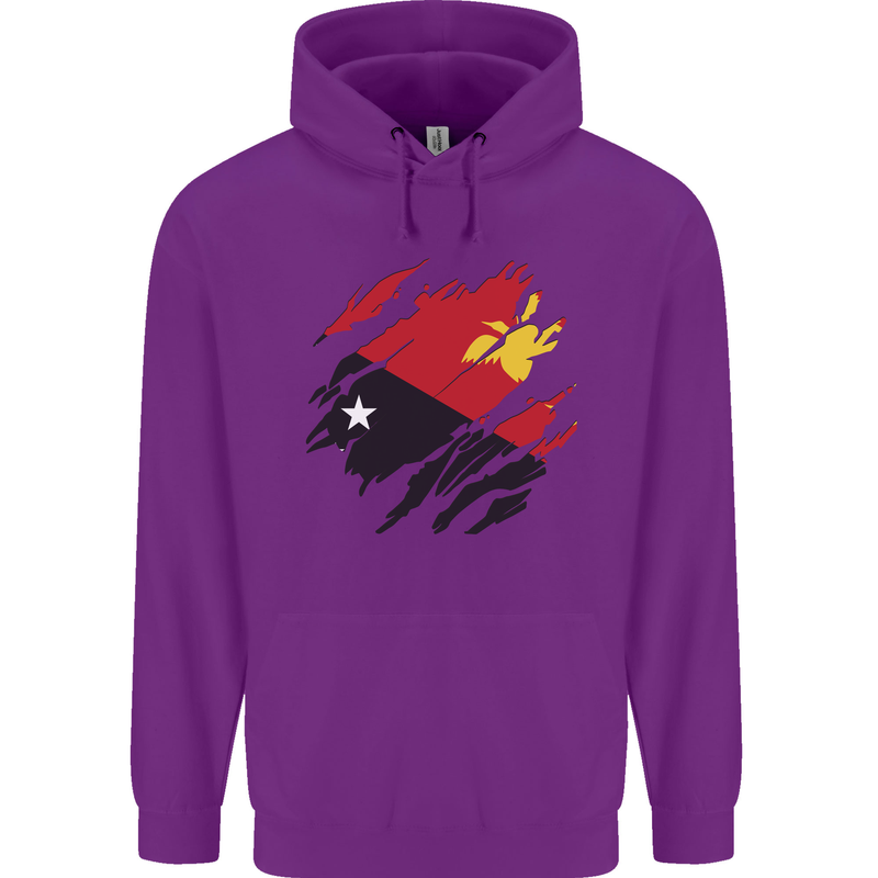 Torn Papua New Guinea Flag Day Football Childrens Kids Hoodie Purple