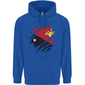 Torn Papua New Guinea Flag Day Football Childrens Kids Hoodie Royal Blue