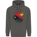 Torn Papua New Guinea Flag Day Football Childrens Kids Hoodie Storm Grey