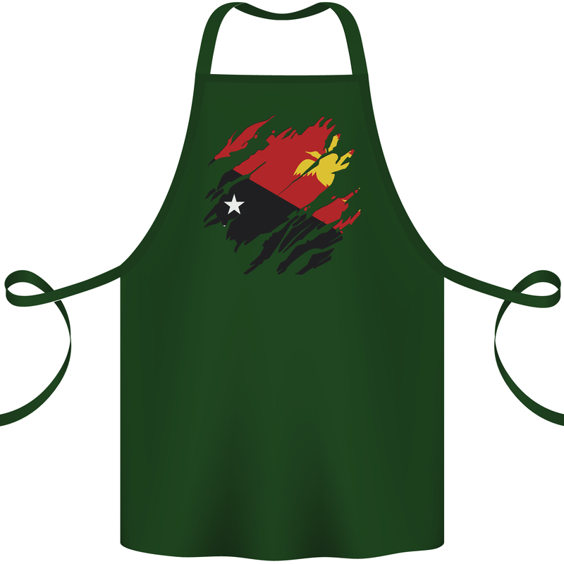 Torn Papua New Guinea Flag Day Football Cotton Apron 100% Organic Forest Green