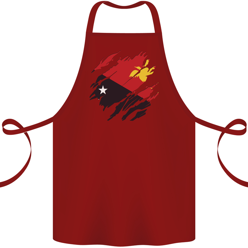 Torn Papua New Guinea Flag Day Football Cotton Apron 100% Organic Maroon