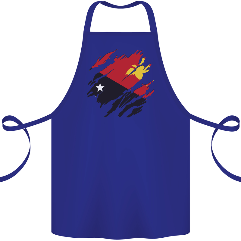 Torn Papua New Guinea Flag Day Football Cotton Apron 100% Organic Royal Blue
