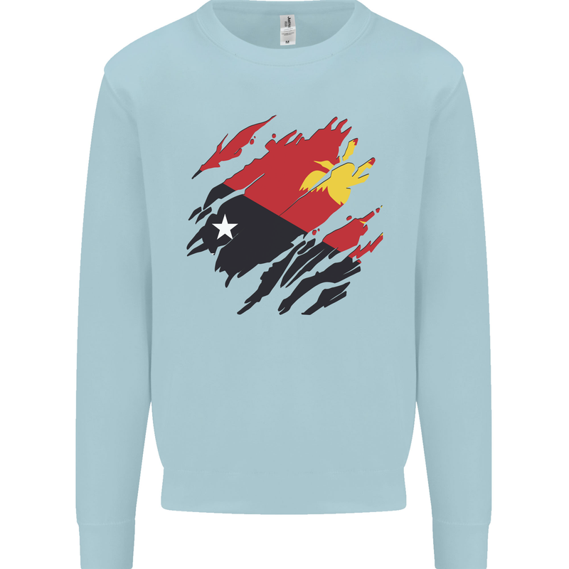 Torn Papua New Guinea Flag Day Football Kids Sweatshirt Jumper Light Blue