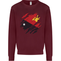 Torn Papua New Guinea Flag Day Football Kids Sweatshirt Jumper Maroon