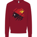 Torn Papua New Guinea Flag Day Football Kids Sweatshirt Jumper Red