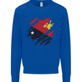 Torn Papua New Guinea Flag Day Football Kids Sweatshirt Jumper Royal Blue