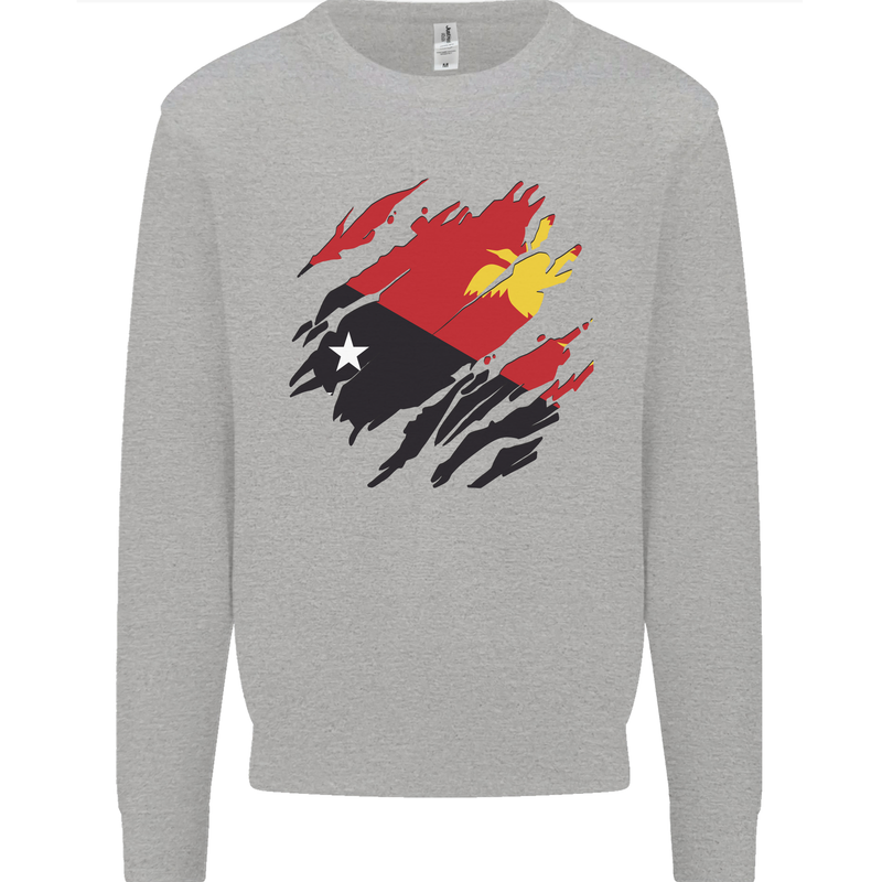 Torn Papua New Guinea Flag Day Football Kids Sweatshirt Jumper Sports Grey