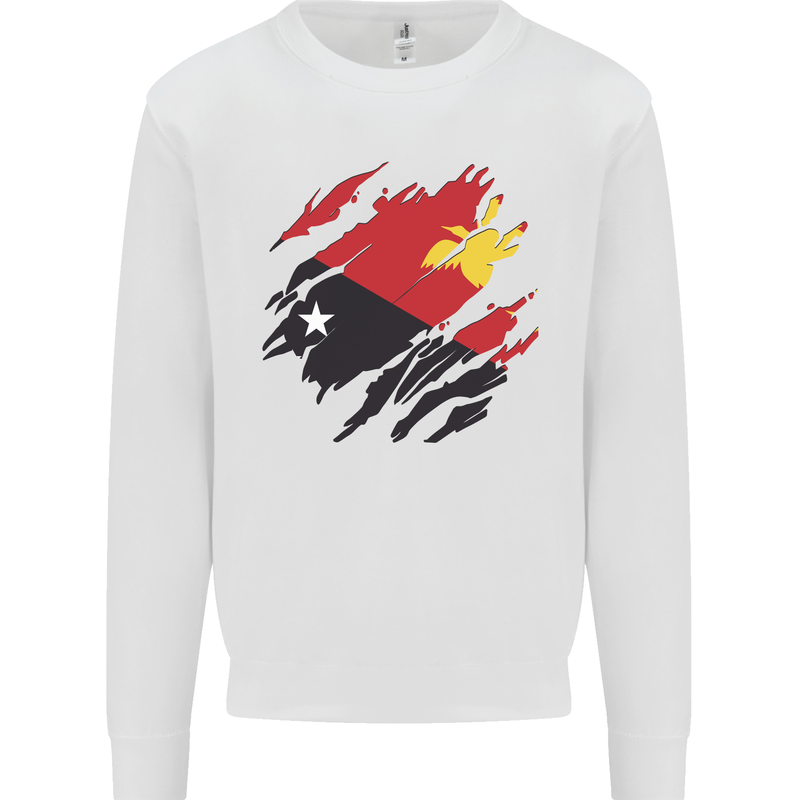 Torn Papua New Guinea Flag Day Football Kids Sweatshirt Jumper White