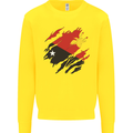 Torn Papua New Guinea Flag Day Football Kids Sweatshirt Jumper Yellow