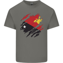 Torn Papua New Guinea Flag Day Football Kids T-Shirt Childrens Charcoal