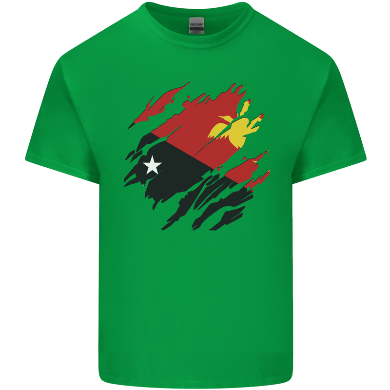 Torn Papua New Guinea Flag Day Football Kids T-Shirt Childrens Irish Green