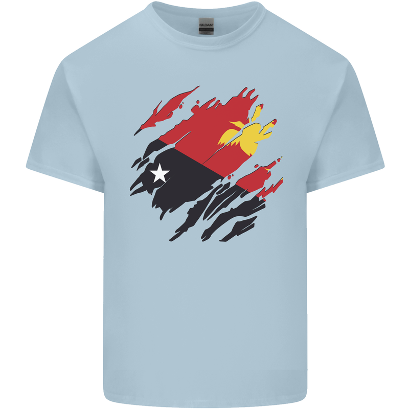 Torn Papua New Guinea Flag Day Football Kids T-Shirt Childrens Light Blue