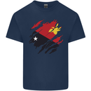 Torn Papua New Guinea Flag Day Football Kids T-Shirt Childrens Navy Blue