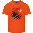Torn Papua New Guinea Flag Day Football Kids T-Shirt Childrens Orange