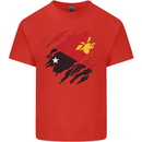 Torn Papua New Guinea Flag Day Football Kids T-Shirt Childrens Red