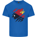 Torn Papua New Guinea Flag Day Football Kids T-Shirt Childrens Royal Blue