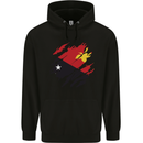 Torn Papua New Guinea Flag Day Football Mens 80% Cotton Hoodie Black
