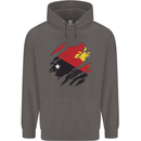 Torn Papua New Guinea Flag Day Football Mens 80% Cotton Hoodie Charcoal