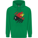 Torn Papua New Guinea Flag Day Football Mens 80% Cotton Hoodie Irish Green