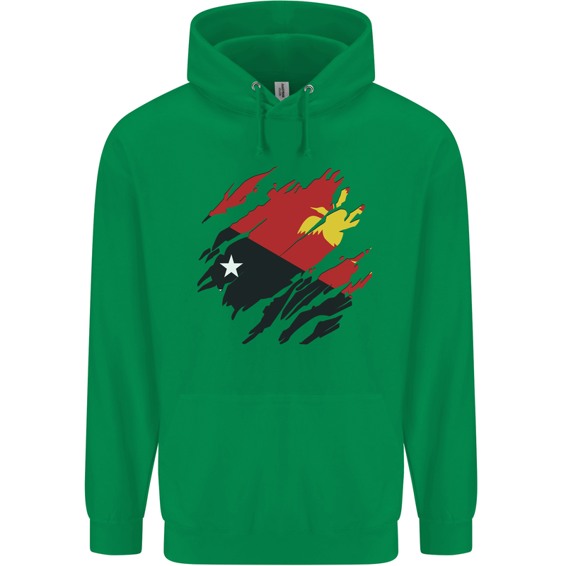 Torn Papua New Guinea Flag Day Football Mens 80% Cotton Hoodie Irish Green