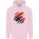 Torn Papua New Guinea Flag Day Football Mens 80% Cotton Hoodie Light Pink