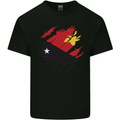Torn Papua New Guinea Flag Day Football Mens Cotton T-Shirt Tee Top Black