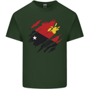 Torn Papua New Guinea Flag Day Football Mens Cotton T-Shirt Tee Top Forest Green