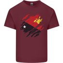 Torn Papua New Guinea Flag Day Football Mens Cotton T-Shirt Tee Top Maroon
