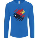 Torn Papua New Guinea Flag Day Football Mens Long Sleeve T-Shirt Royal Blue