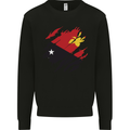 Torn Papua New Guinea Flag Day Football Mens Sweatshirt Jumper Black