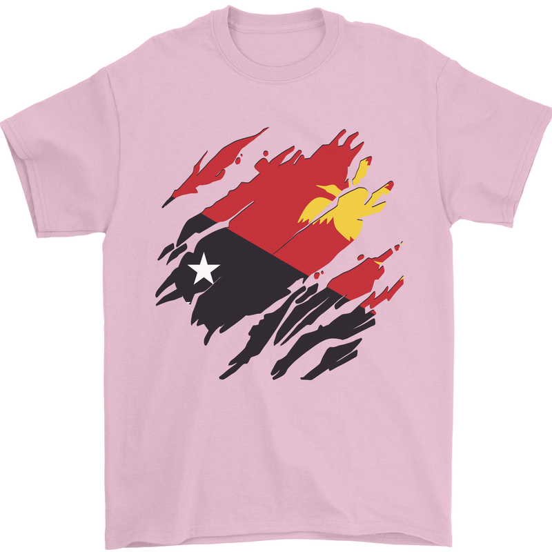Torn Papua New Guinea Flag Day Football Mens T-Shirt 100% Cotton Light Pink
