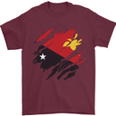 Torn Papua New Guinea Flag Day Football Mens T-Shirt 100% Cotton Maroon