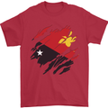 Torn Papua New Guinea Flag Day Football Mens T-Shirt 100% Cotton Red