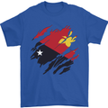 Torn Papua New Guinea Flag Day Football Mens T-Shirt 100% Cotton Royal Blue