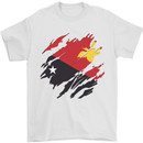 Torn Papua New Guinea Flag Day Football Mens T-Shirt 100% Cotton White