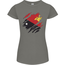 Torn Papua New Guinea Flag Day Football Womens Petite Cut T-Shirt Charcoal