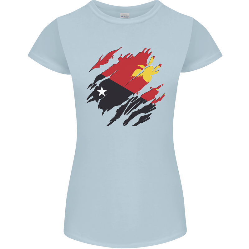 Torn Papua New Guinea Flag Day Football Womens Petite Cut T-Shirt Light Blue