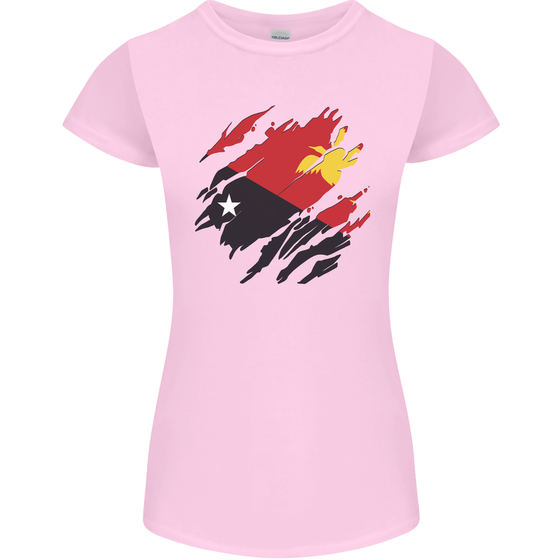 Torn Papua New Guinea Flag Day Football Womens Petite Cut T-Shirt Light Pink