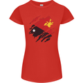 Torn Papua New Guinea Flag Day Football Womens Petite Cut T-Shirt Red