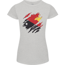 Torn Papua New Guinea Flag Day Football Womens Petite Cut T-Shirt Sports Grey